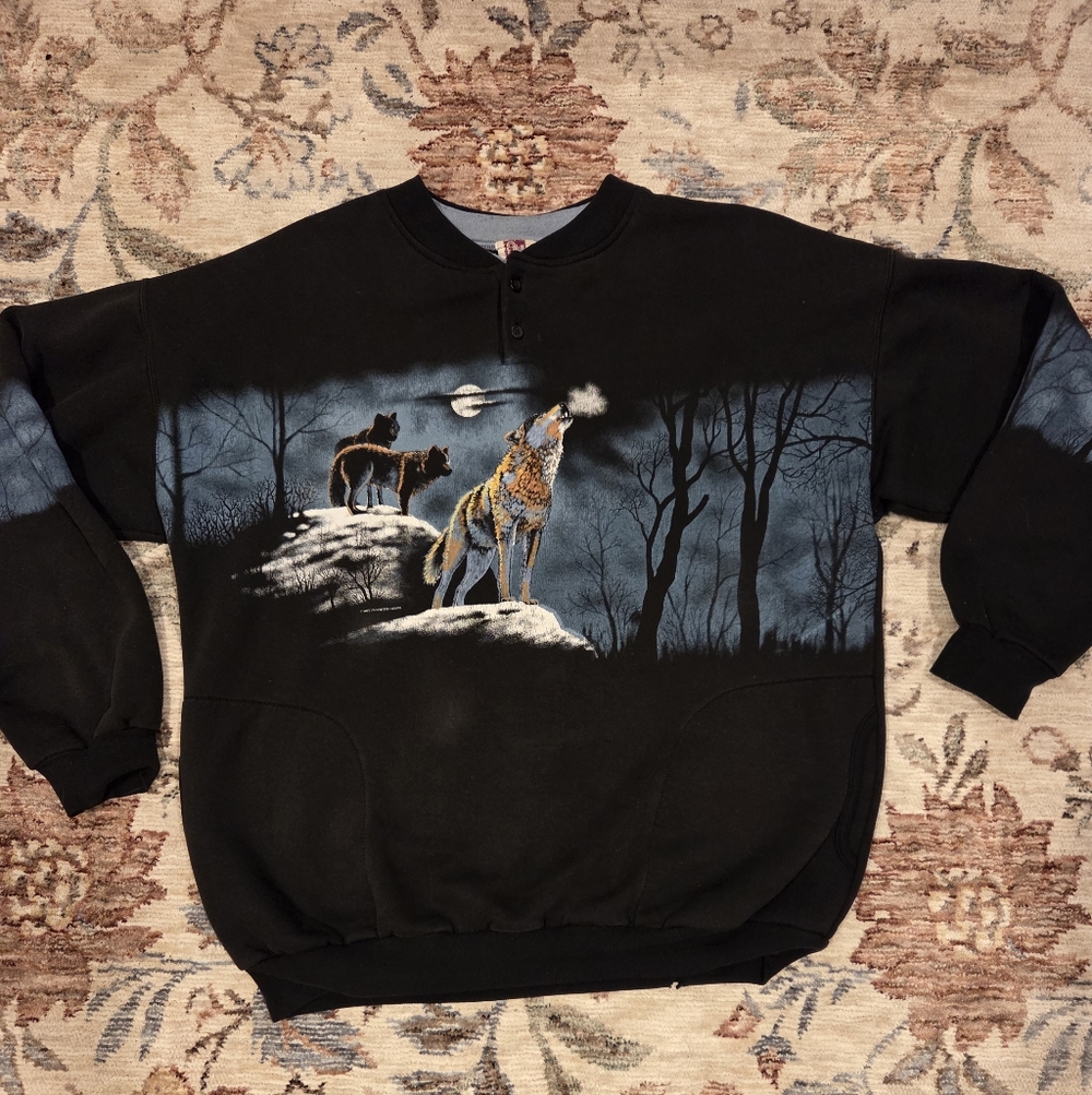Vintage Art Unlimited Sportswear Wolf All Over Sweater - Men's XL